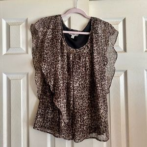 Flutter sleeve animal print top